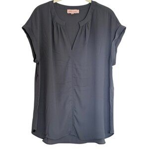 Philosophy Cuffed Short Sleeve Women Top Grey Size L NWOT